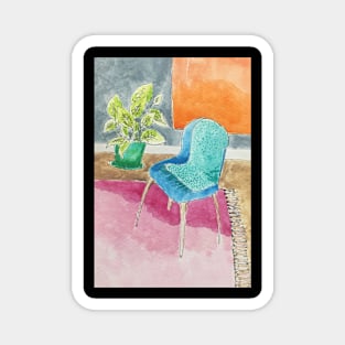 Colorful Chair and Plant Magnet