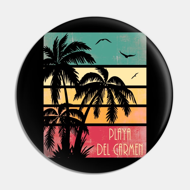 Playa Del Carmen Vintage Sunset Pin by Nerd_art