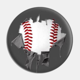 Shredded, Ripped and Torn Baseball Pin