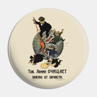 Comrade Lenin Cleanses the Earth of Filth - Soviet Propaganda Pin