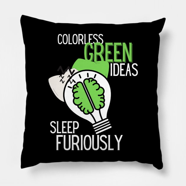 Colorless Green Ideas Sleep Furiously Pillow by Kupla Designs