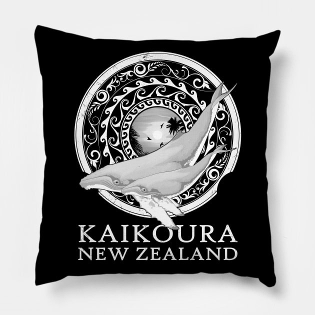 Humpback whales Shield of Kaikoura New Zealand Pillow by NicGrayTees