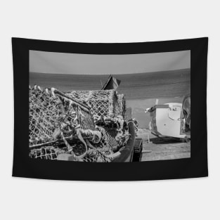 Lobster and crab pots on a fishing boat on the Norfolk coast Tapestry