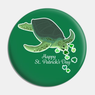 Sea Turtle with Shamrocks Pin