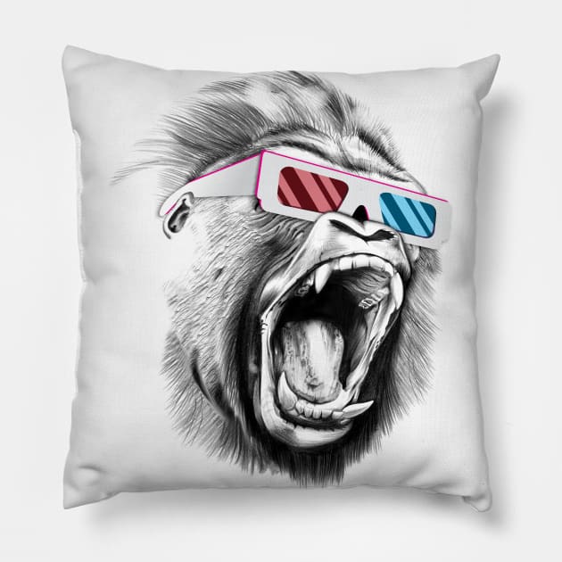 Gorilla 3D Glass Pillow by Hmus
