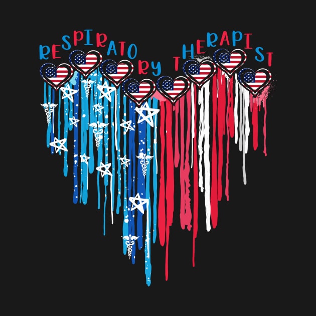 Respiratory Therapist American Flag Heart 4th Of July by nakaahikithuy