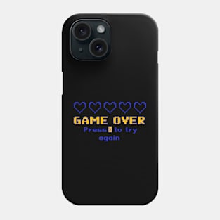 Game Over Press X To Try Again 8bit Phone Case