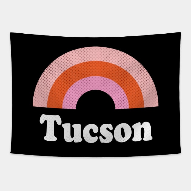 Tucson, Arizona - AZ Retro Rainbow and Text Tapestry by thepatriotshop