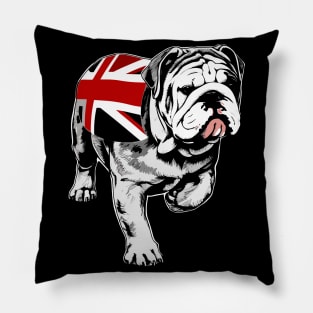 British Bulldog Wearing Flag Of England Pillow