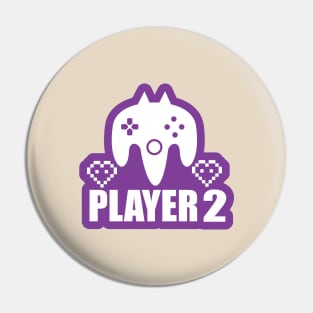 Gamer Player-2 Shirt and Gifts for Gaming and Gaming Lovers Pin