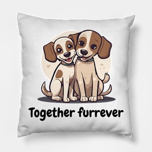 Together furrever - cute dog pet couple pun Pillow