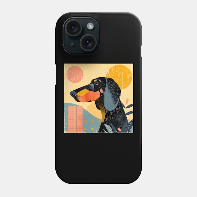 70s Black and Tan Coonhound Vibes: Pastel Pup Parade Phone Case by NatashaCuteShop