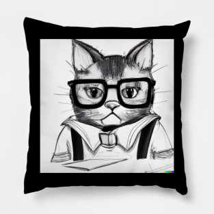 A nerd cat wearing glasses Pillow