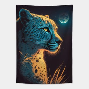 Cheetah Animal Portrait Painting Wildlife Outdoors Adventure Tapestry