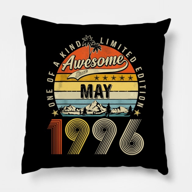 Awesome Since May 1996 Vintage 27th Birthday Pillow by Marcelo Nimtz