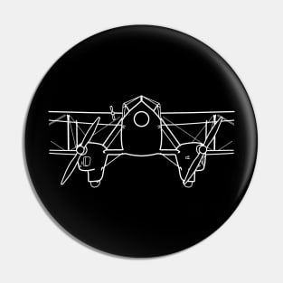 DH Dragon Rapide 1930s classic aircraft white outline graphic Pin