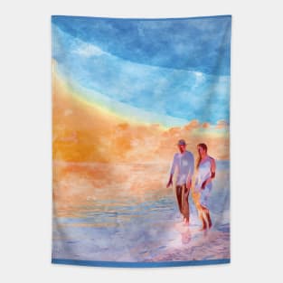 Couples wedding on beach Oil Painting Art Tapestry