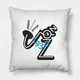 Jazz saxophone player 1930s swing style (black) Pillow