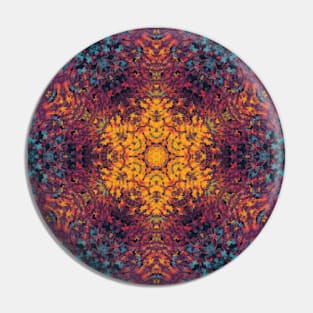 Digital Mandala Yellow Blue and Purple Pin