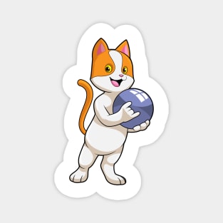 Cat at Bowling with Bowling ball Magnet