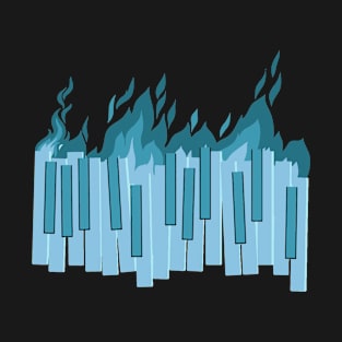 Music Note Flames - Piano T-Shirt