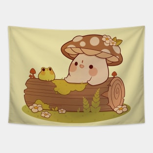 Mushroom And Frog Friends Tapestry