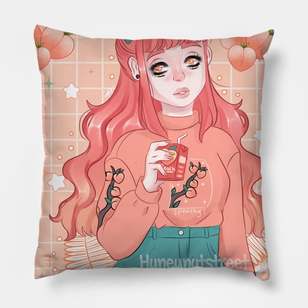 Peachy Pillow by Huneynutart