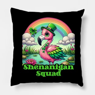 Flamingo St Patricks Lover Shamrock Lucky Ireland Pillow