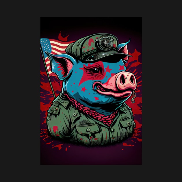 Psychedelic Pig with Flag by dholzric