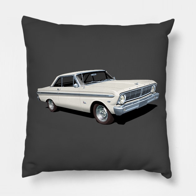 1965 Ford Falcon Futura in wimbledon white Pillow by candcretro