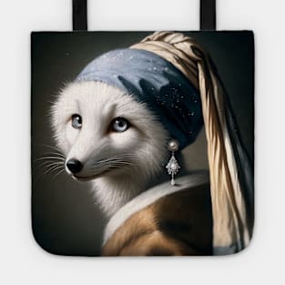 Wildlife Conservation - Pearl Earring Arctic Fox Meme Tote