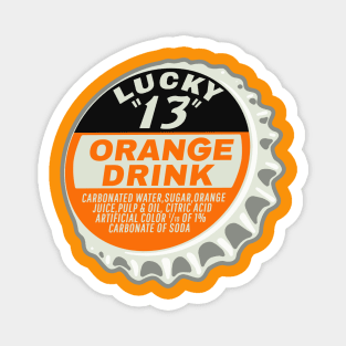 Vintage Lucky 13 Orange Soda Bottlecap Magnet