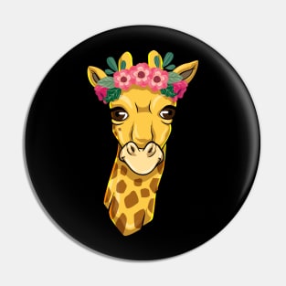 Giraffe with Wreath of flowers Pin