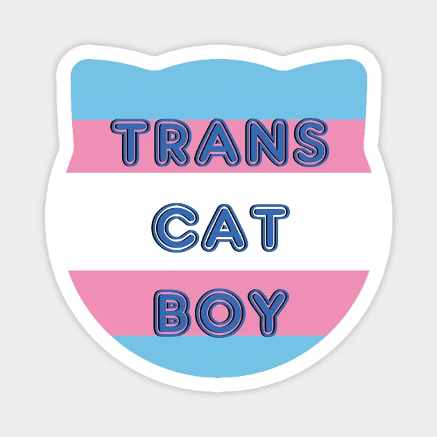 Trans Cat Boy Transgender Flag With Cat Ears Design Magnet by nhitori