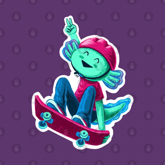 Skateboard Axolotl by lupi