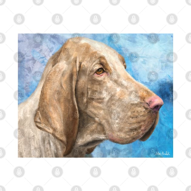 Bloodhound Painting on Light Blue Background by ibadishi