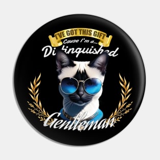 The Distinguished Siamese Cat Gentleman Pin