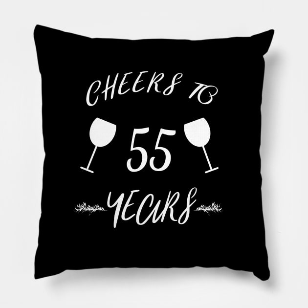 Cheers to 55 Years Pillow by EdifyEra