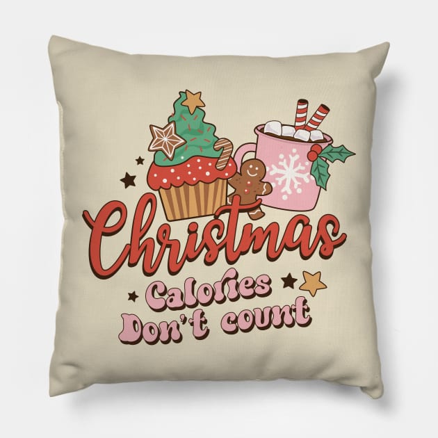 Christmas - Calories Don't Count Pillow by LMW Art