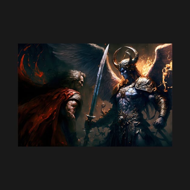 Battle between archangel Michael and Satan by AiArtPerceived