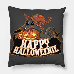 Happy Halloweenie - Halloween Wiener Dog Pun Pillow