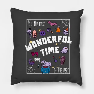 The Most Wonderful Time of the Year teacher Halloween cute Black Cat Pumpkin ghost Spooky Season Pillow