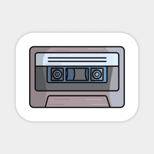 Music Player Cassette Tape Sticker vector illustration. Technology recreation icon concept. Cassette tape recorder sticker style vector design with shadow. Magnet