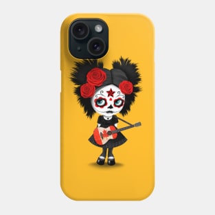 Sugar Skull Girl Playing Canadian Flag Guitar Phone Case