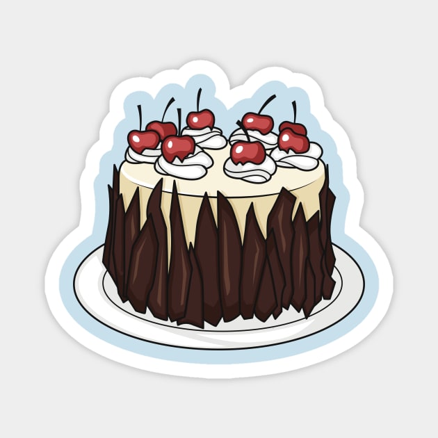 Black Forest cake cartoon illustration Magnet by Miss Cartoon