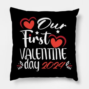 Our First Valentines Day Together 2024 Matching Couple Pillow