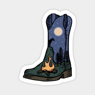 Cowboy Boots Campfire Horse Western Wilderness Adventurer Magnet