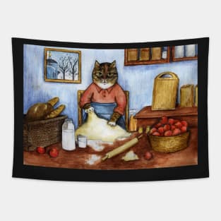 Cat in the kitchen Tapestry