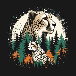 cheetah on forest t-shirt design T-Shirt