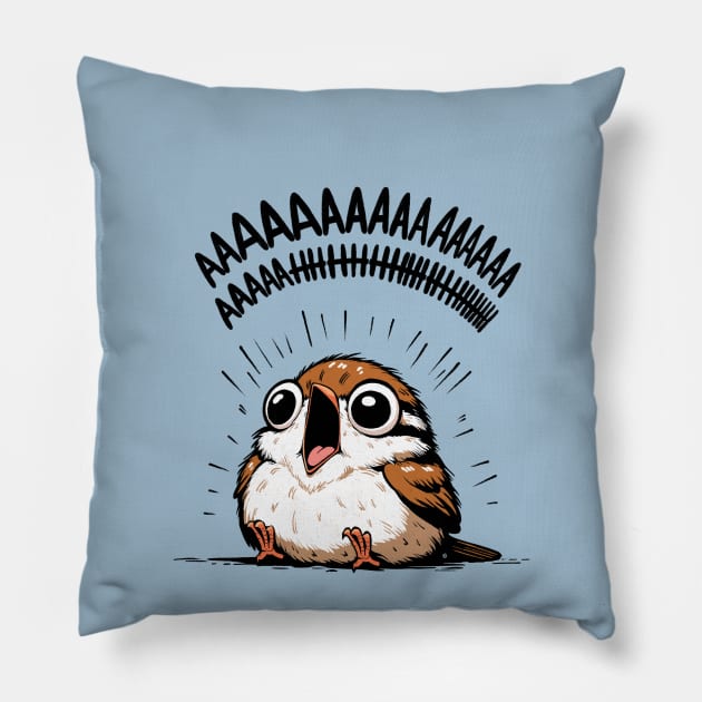 Little Screaming Sparrow Pillow by Itouchedabee